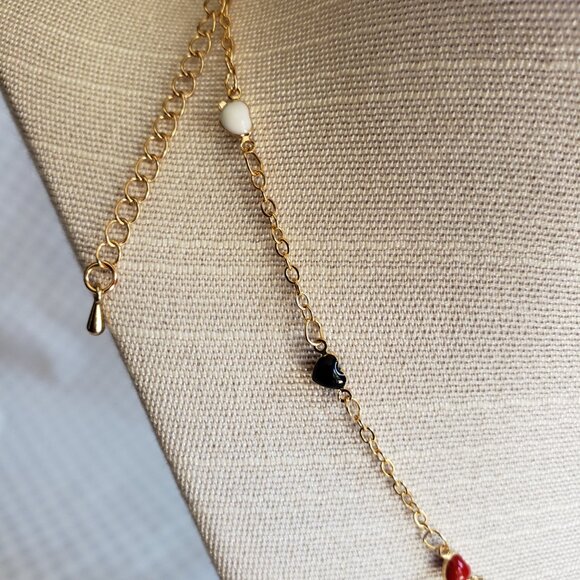 Metal Gallery Hearts Necklace - Red, White and Blue Enamel Hearts - NWT - Picture 4 of 7